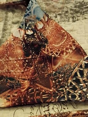 Gold-Patterned Women’s Bikini Top — Elegant Metallic Print
